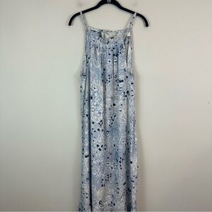 World Market | Blue Patterned Sleeveless Ruffle Bottom Midi Dress Size S/M NWT